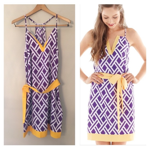 Mud Pie Dresses & Skirts - Mud Pie Game Day Dress Yellow Purple LSU ECU 8-10